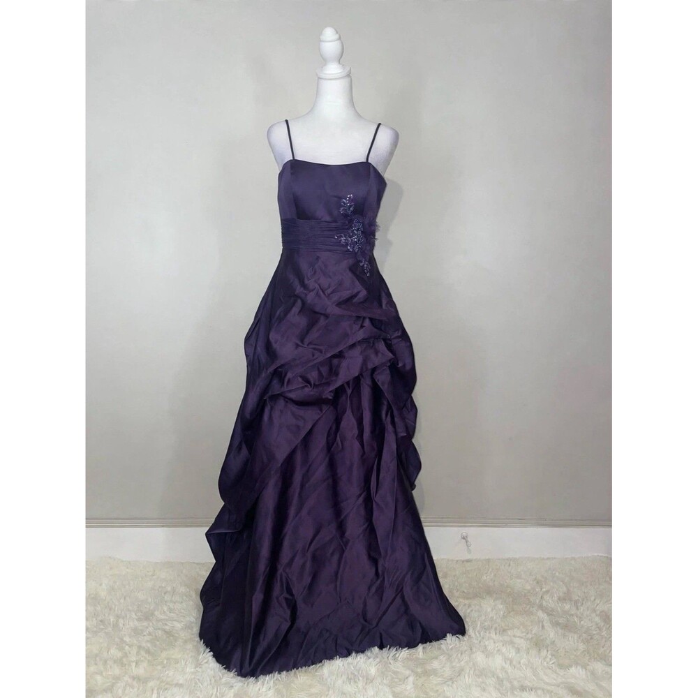 David's Bridal Dress 4 Plum F14854 Bridesmaid Prom Eggplant Formal
